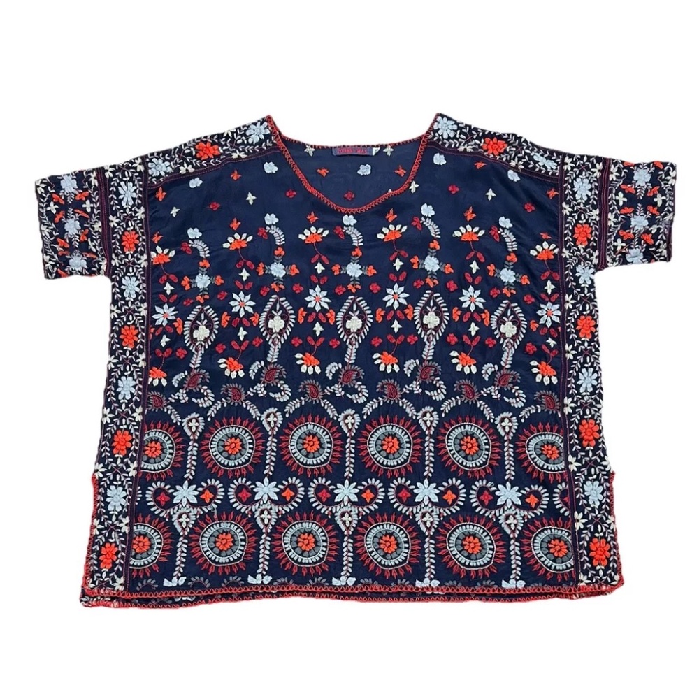 Johnny Was MELIA All Around Heavily Embroidered Blouse Tunic Boho Top EUC